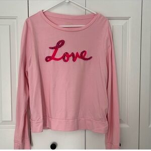 NWT Lily Pulitzer “love” Pink Long Sleeve Top with Love Sequin Design